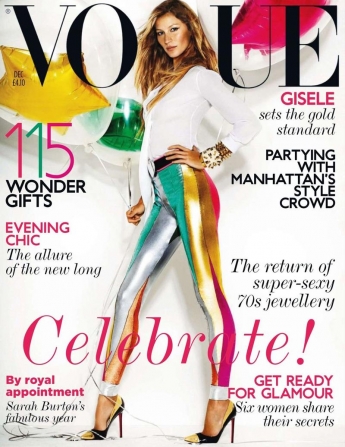 Beautiful Brazilian Blonde Supermodel Gisele Bundchen Modeling For The Cover Of British Vogue Magazine Photographed By Mario Testino For The December 2011 British Vogue Magazine Editorial