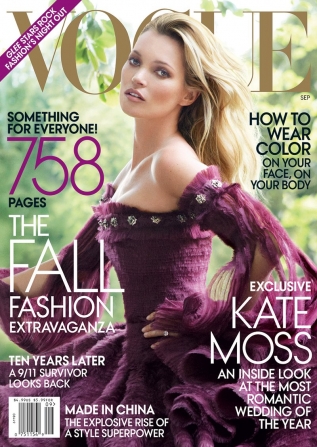 Beautiful British Blonde Model Kate Moss Modeling For The Cover Of American Vogue Magazine Photographed By Mario Testino For The September 2011 American Vogue Magazine Editorial