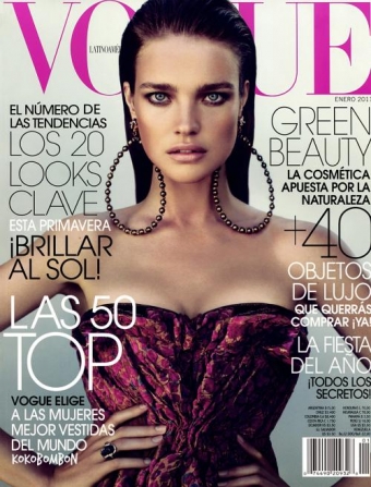 Beautiful Brunette Model Natalia Vodianova Modeling For The Cover Of Vogue Latino America Magazine Photographed By Mert Alas And Marcus Piggott For Vogue Latino America Magazine Editorials In Sexy Purple Dress